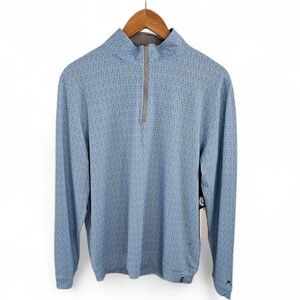 Kenneth Cole Golf 1/4 Zip Pullover Stretch Wicking Light Blue Golf‎ Clubs Print